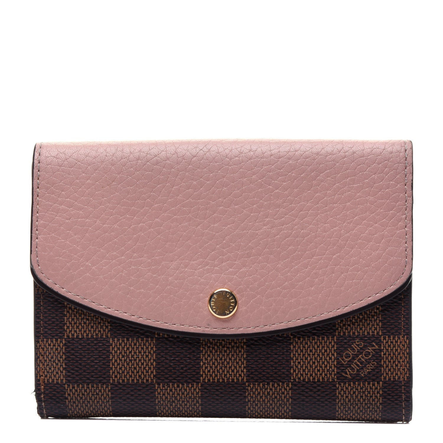 Louis Vuitton Damier Ebene Normandy Compact Wallet Rose Ballerine 1 of 11