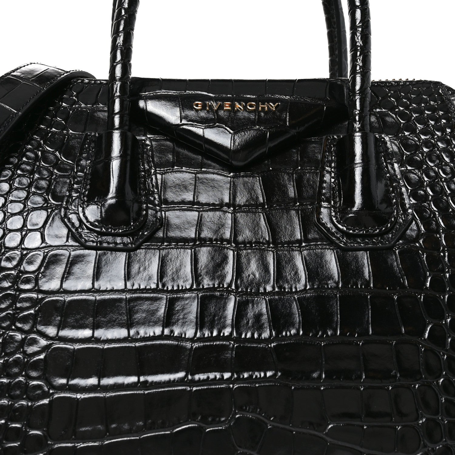 Givenchy Calfskin Crocodile Embossed Small Antigona Black 8 of 10