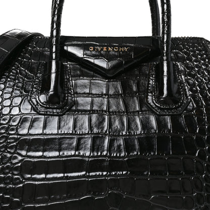 Givenchy Calfskin Crocodile Embossed Small Antigona Black 8 of 10