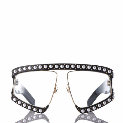 Gucci Acetate Pearl Rectangular Frame Sunglasses GG0234S Black 2 of 6