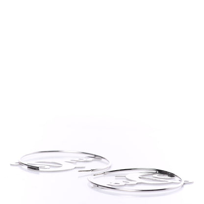 Christian Dior Metal Script Creole Hoop Earrings Silver 5 of 5