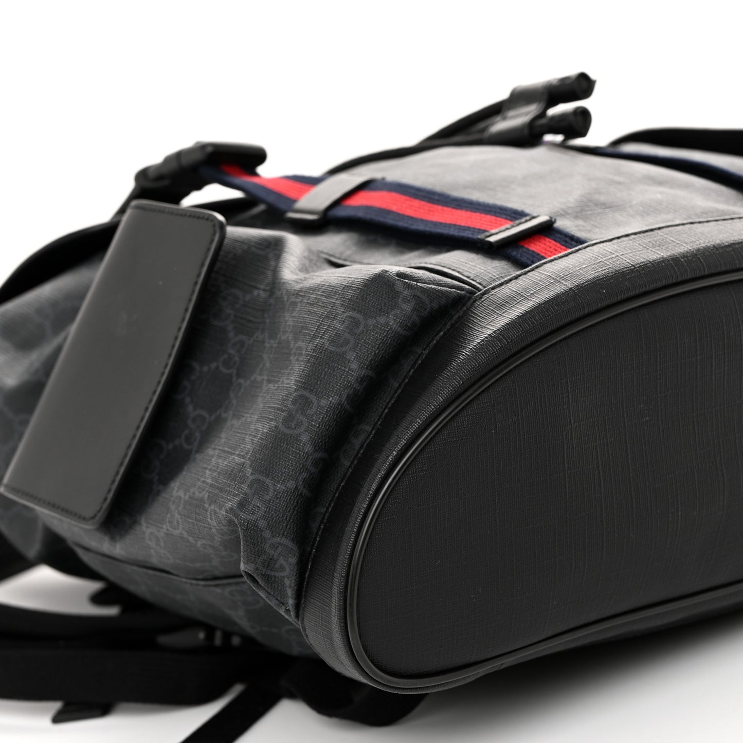 Soft GG Supreme Monogram Calfskin Web Double Buckle Backpack Black