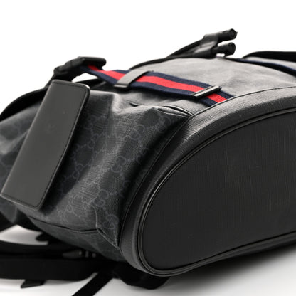 Gucci Soft GG Supreme Monogram Calfskin Web Double Buckle Backpack Black 9 of 11