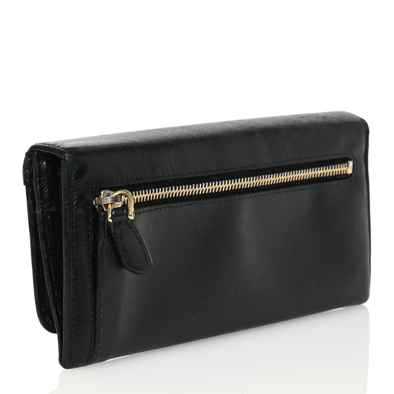 Prada Saffiano Bow Continental Wallet Black 3 of 15
