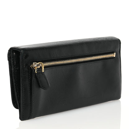 Prada Saffiano Bow Continental Wallet Black 3 of 15
