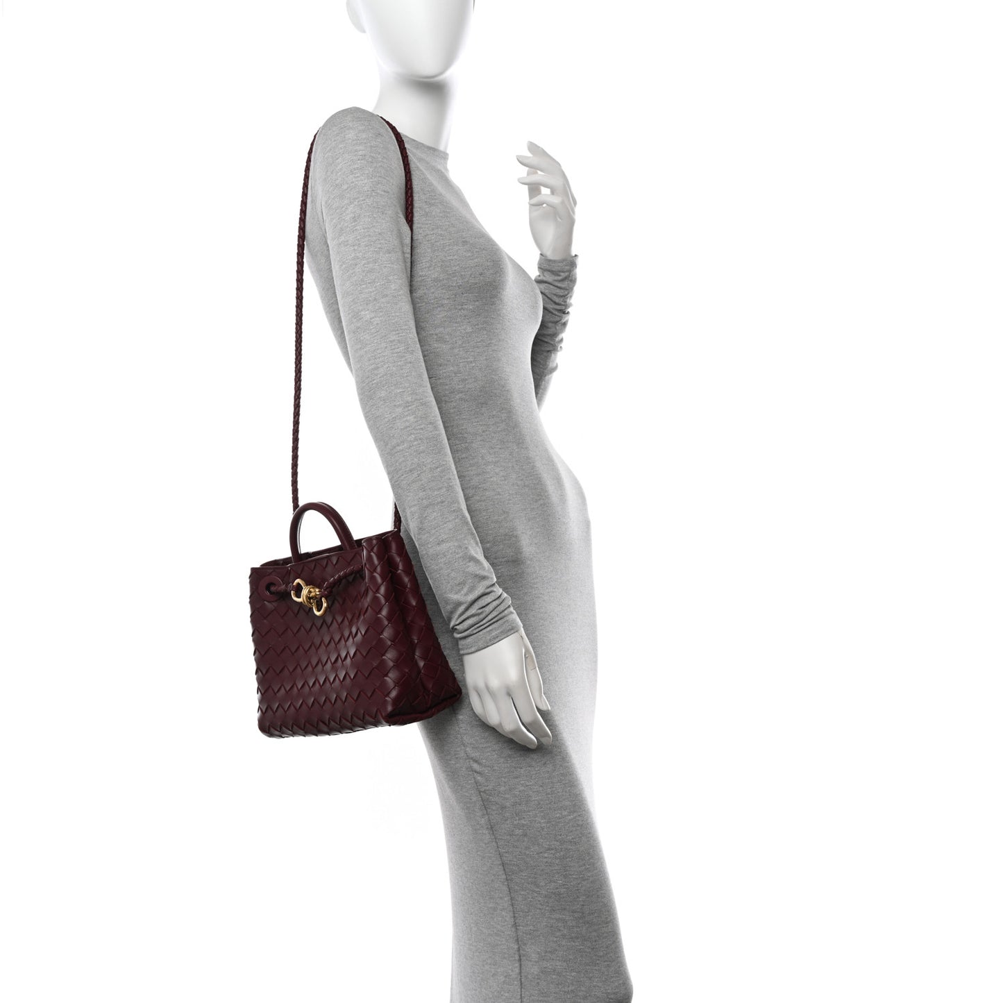 Nappa Intrecciato Small Andiamo Shoulder Bag Barolo
