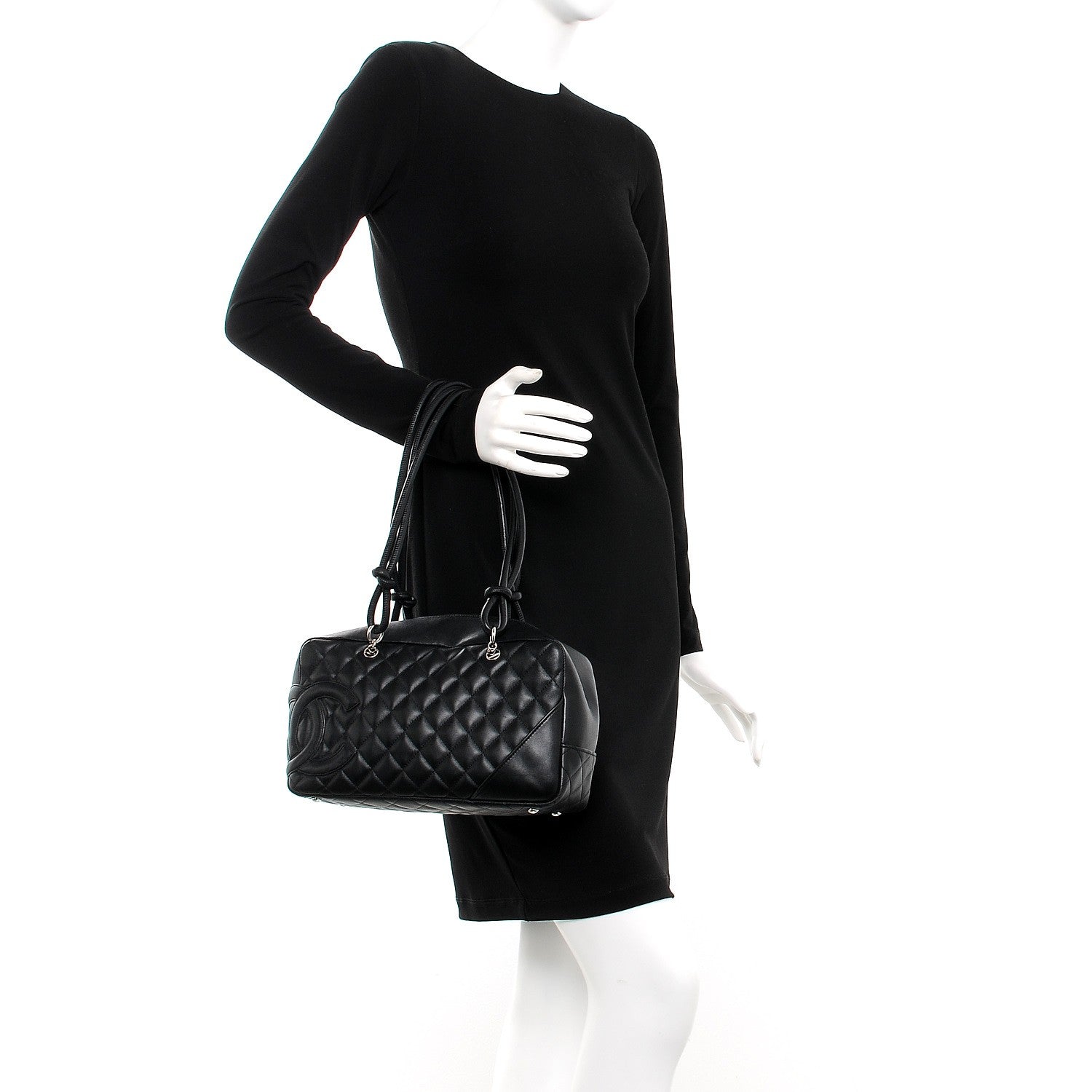 Chanel Calfskin Quilted Large Cambon Bowler Black 2 of 7