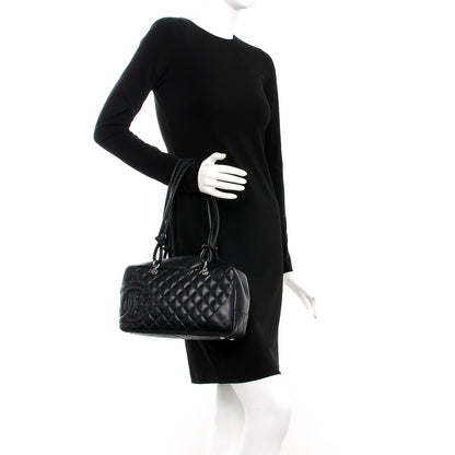 Chanel Calfskin Quilted Large Cambon Bowler Black 2 of 7