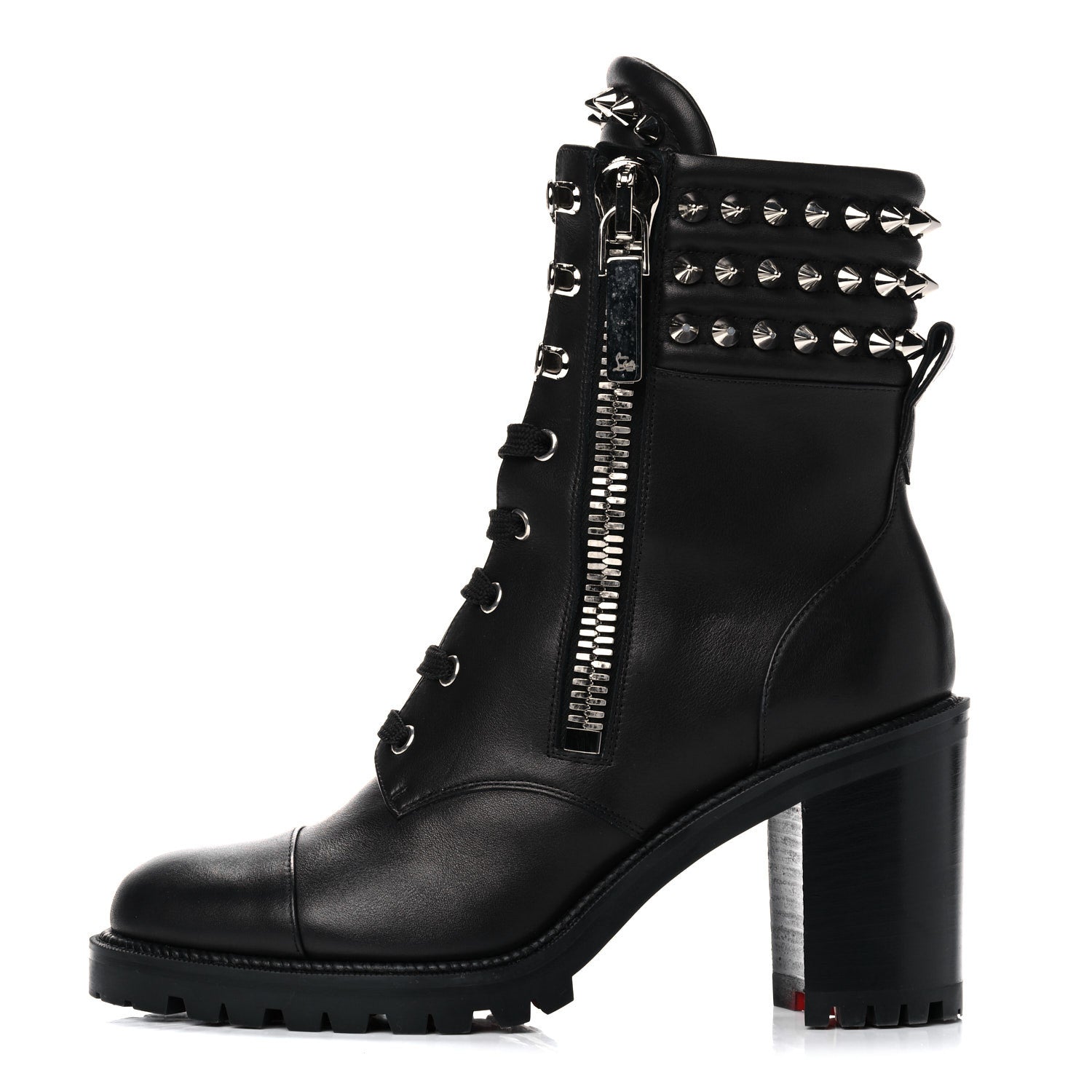 Christian Louboutin Calfskin Winter Spikes 70 Combat Boots 39.5 Black 1 of 15