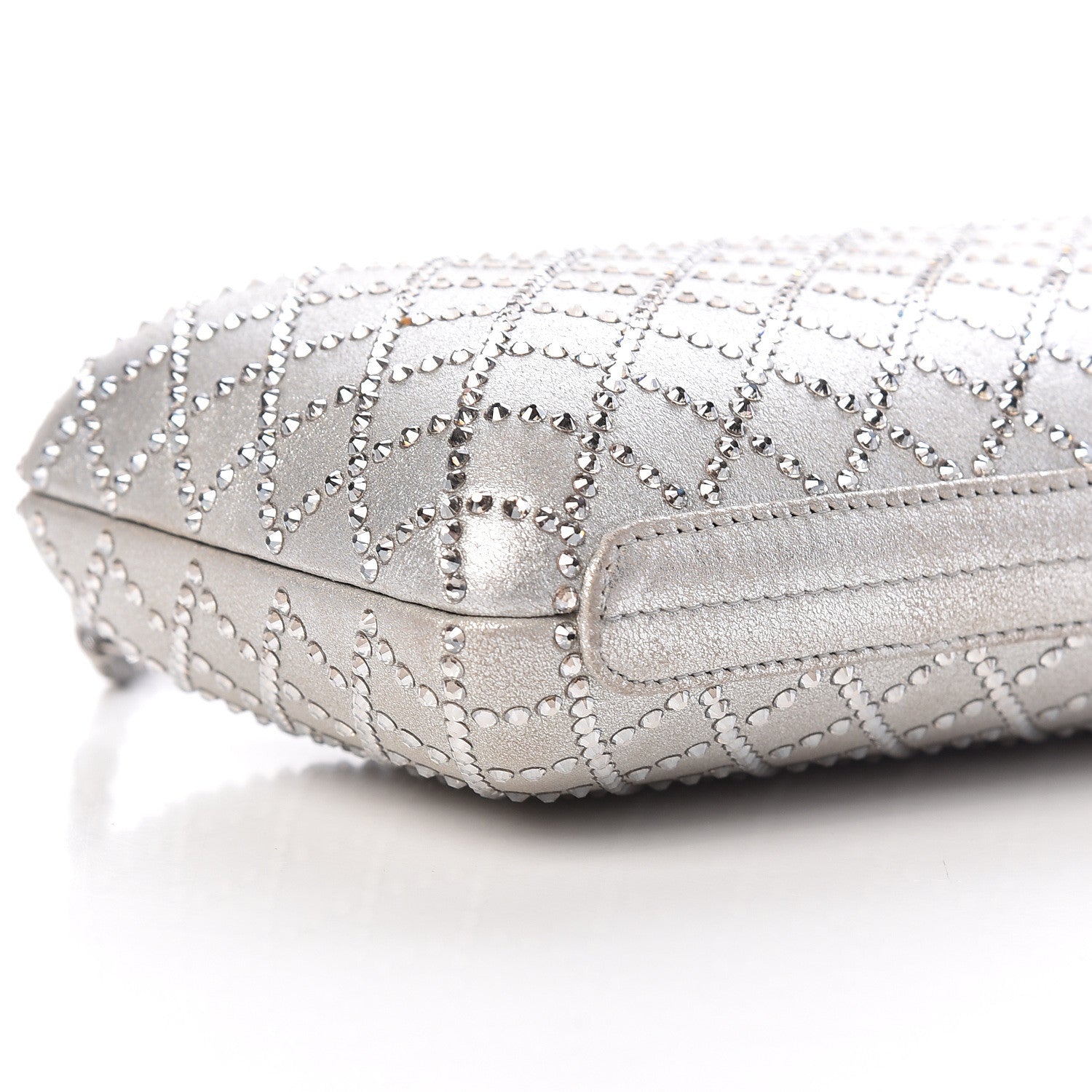 Chanel Iridescent Lambskin Crystal Quilted Clutch Silver 8 of 11