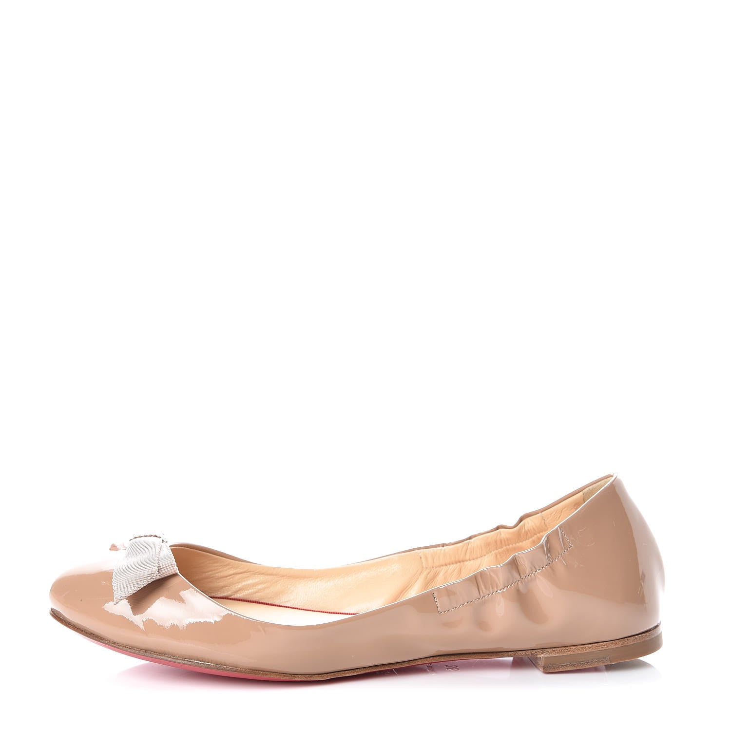 Christian Louboutin Patent Gloriana Bow Flats 35 Nude 1 of 9