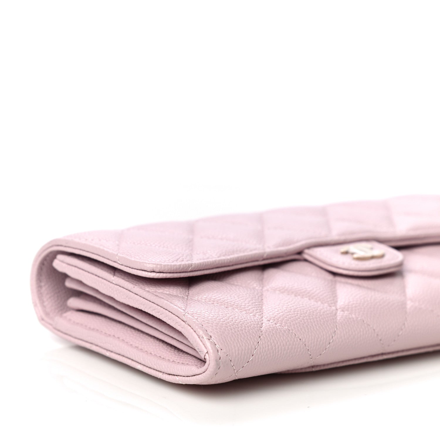 Chanel Caviar Quilted Large Gusset Flap Wallet Light Pink 10 of 12