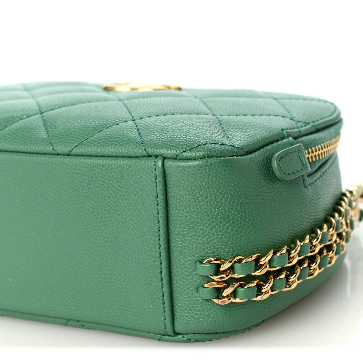 Caviar Quilted Mini CC You Camera Case Dark Green