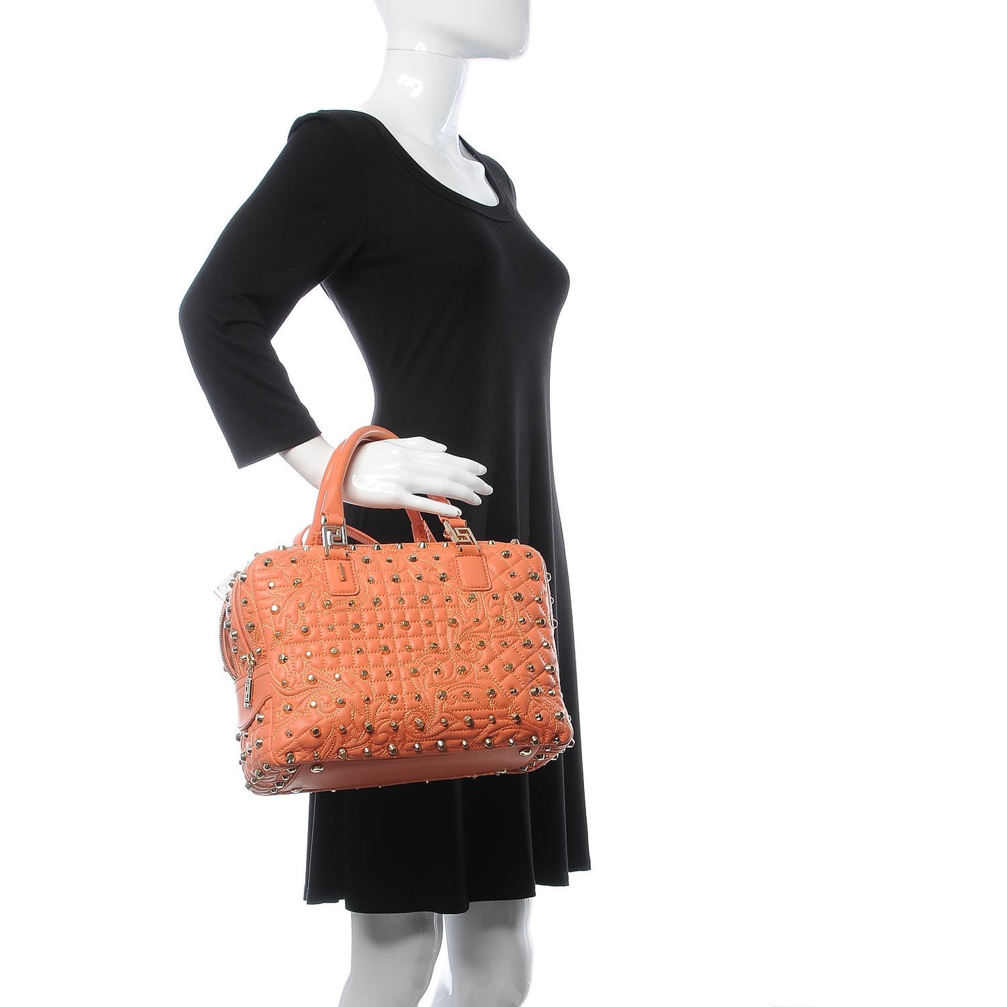 Nappa Barocco Quilted Studded Vanitas Demetra Salmon