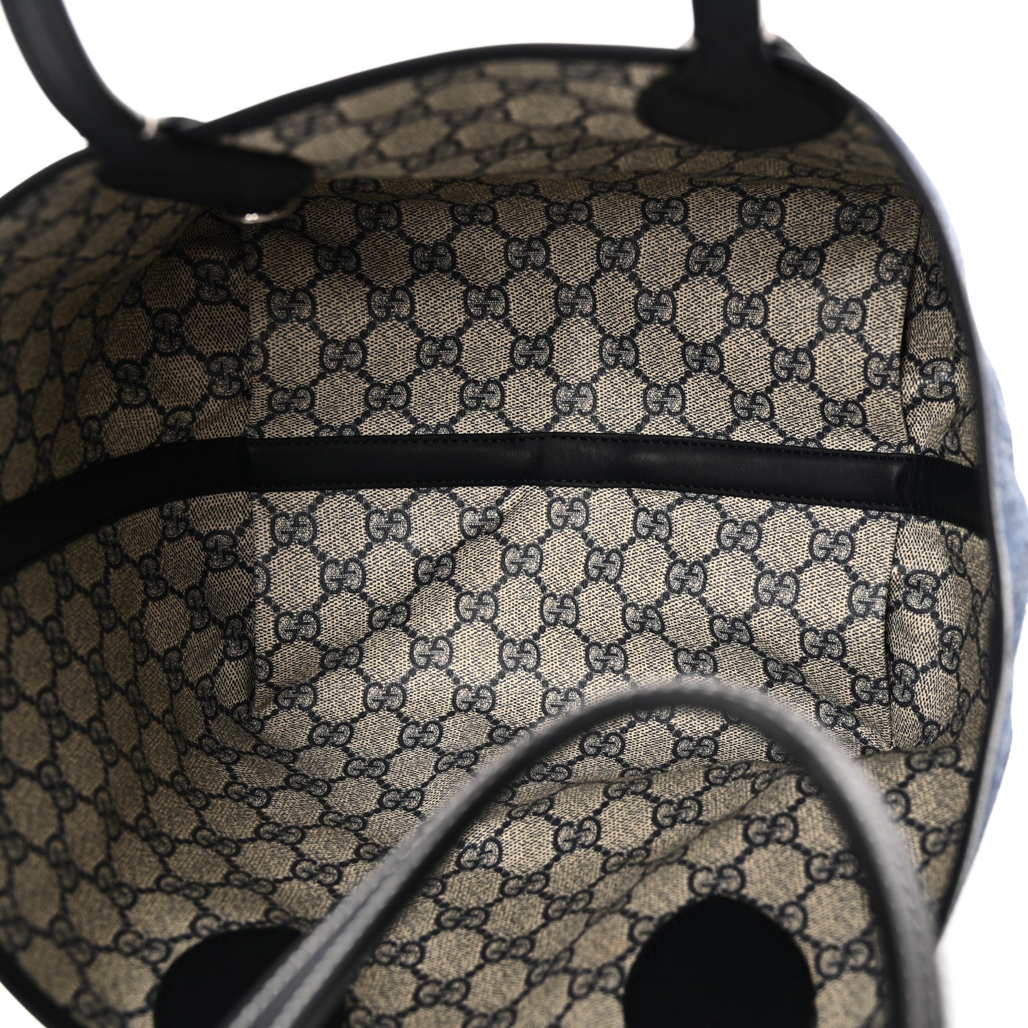 Gucci GG Supreme Monogram Denim Small Totissima Reversible Tote Beige Blue 9 of 16