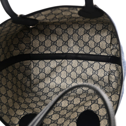Gucci GG Supreme Monogram Denim Small Totissima Reversible Tote Beige Blue 9 of 16