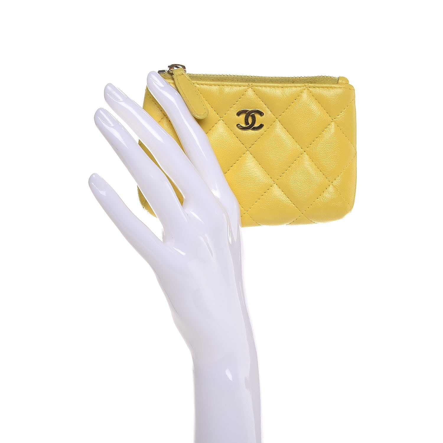 Chanel Lambskin Key Holder Case Yellow 2 of 8