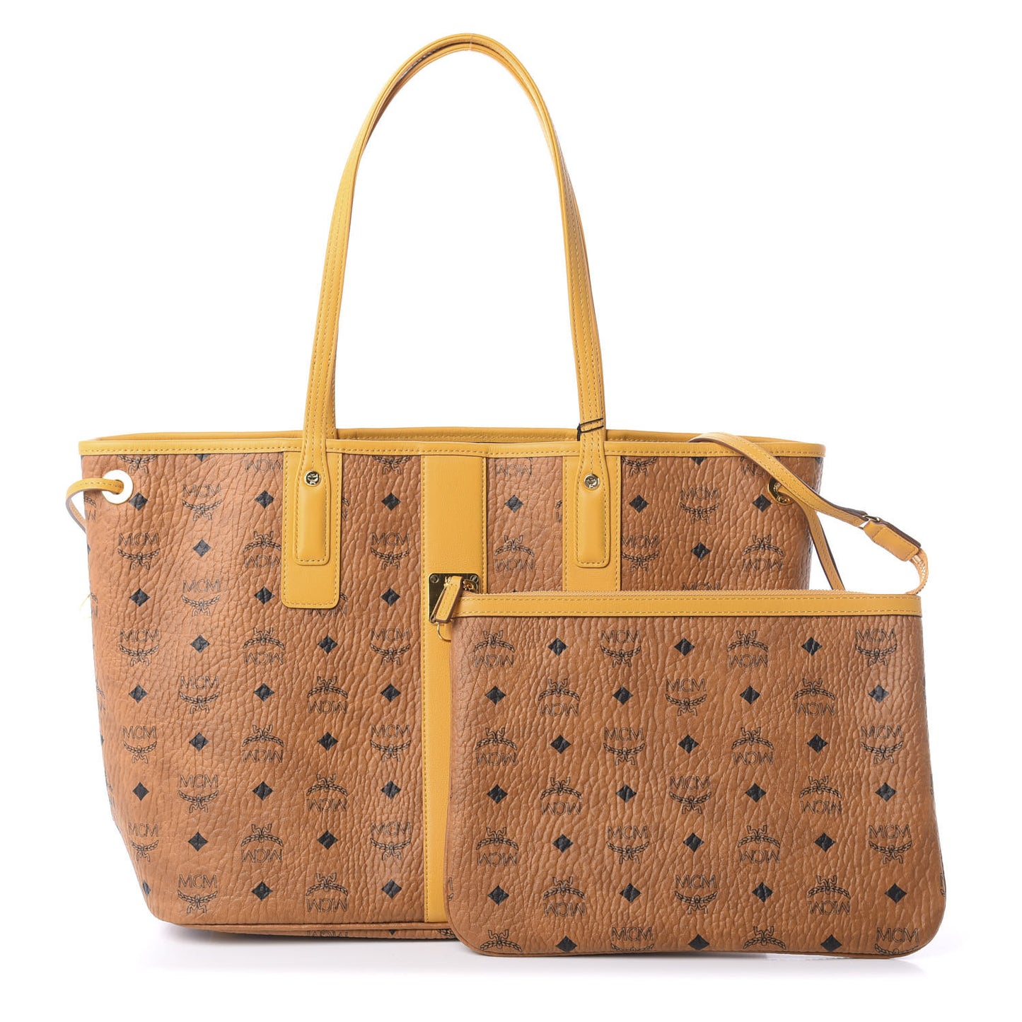 Visetos Medium Liz Reversible Shopper Tote Cognac Yellow