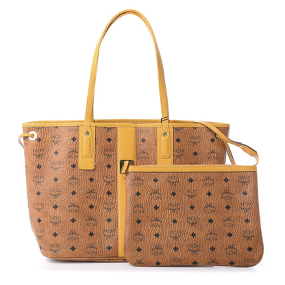 MCM Visetos Medium Liz Reversible Shopper Tote Cognac Yellow 1 of 15