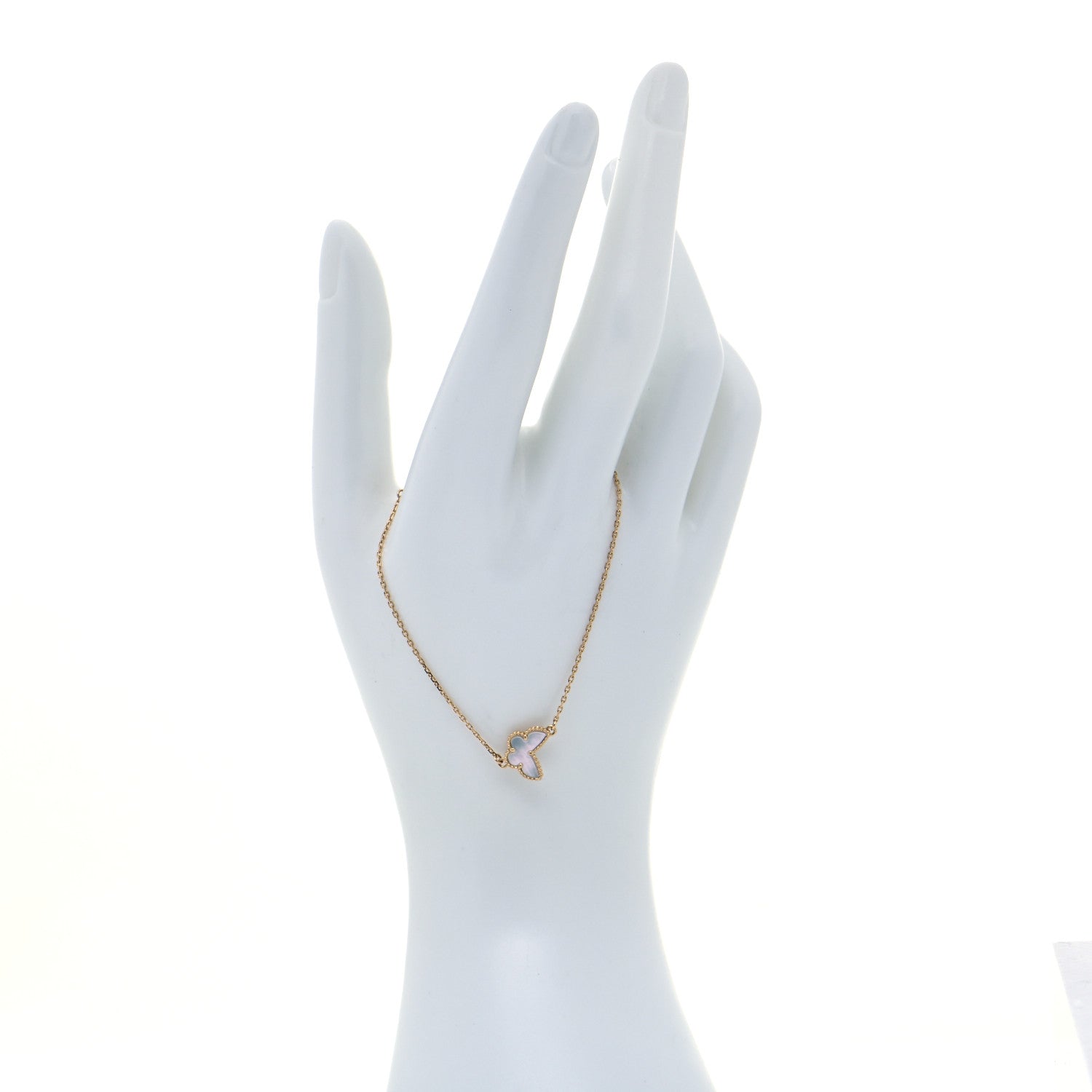 Van Cleef & Arpels 18K Yellow Gold Mother of Pearl Sweet Alhambra Butterfly Bracelet 2 of 9