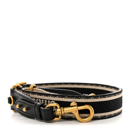 Christian Dior Canvas Embroidered Shoulder Strap Black 1 of 7