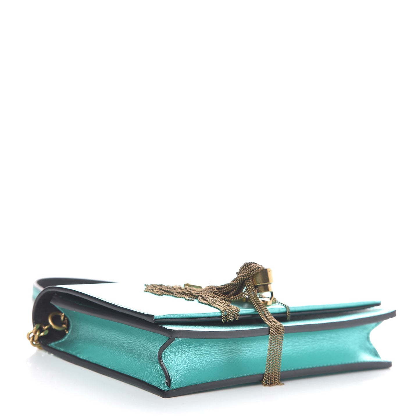 Laminated Calfskin Classic Monogram Kate Tassel Chain Wallet Green