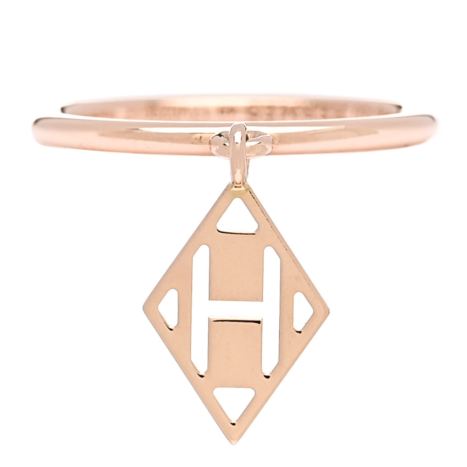 Hermes 18K Rose Gold Gambade H Ring 49 4.75 1 of 6