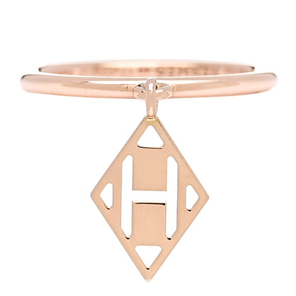 Hermes 18K Rose Gold Gambade H Ring 49 4.75 1 of 6