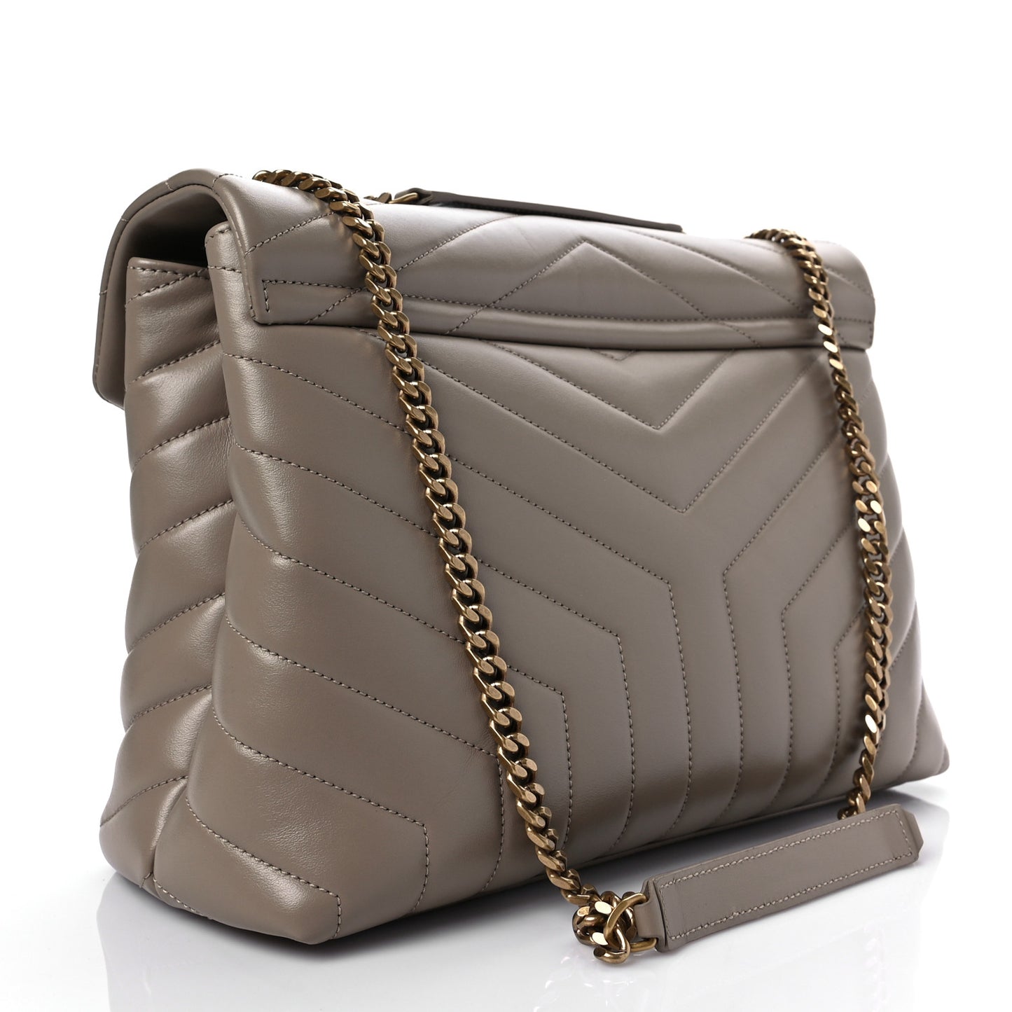 Calfskin Y Quilted Monogram Medium Loulou Chain Satchel Taupe