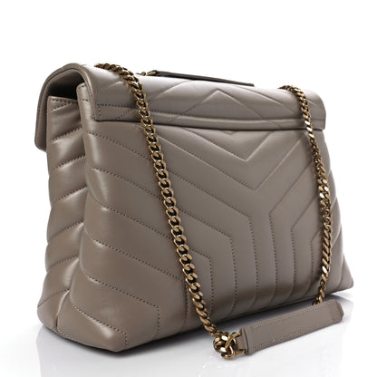 Saint Laurent Calfskin Y Quilted Monogram Medium Loulou Chain Satchel Taupe 3 of 7