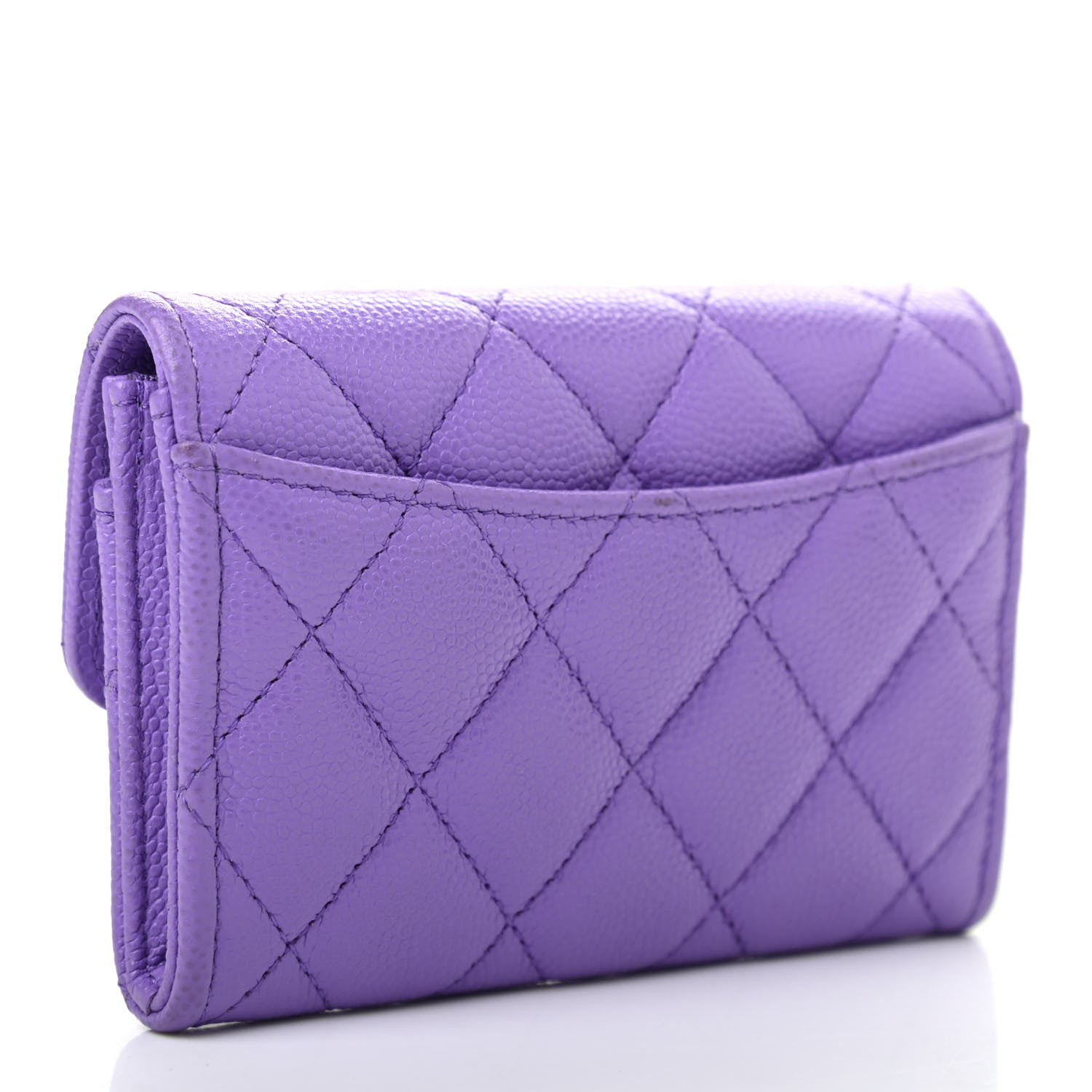 Chanel Caviar Quilted Flap Card Holder Wallet Purple 3 of 13