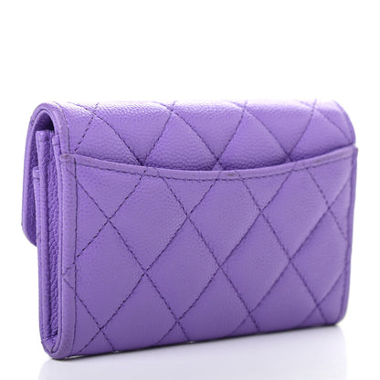 Chanel Caviar Quilted Flap Card Holder Wallet Purple 3 of 13