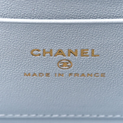 Chanel Lambskin Quilted Small CC Vanity Case With Chain Light Blue 6 of 11