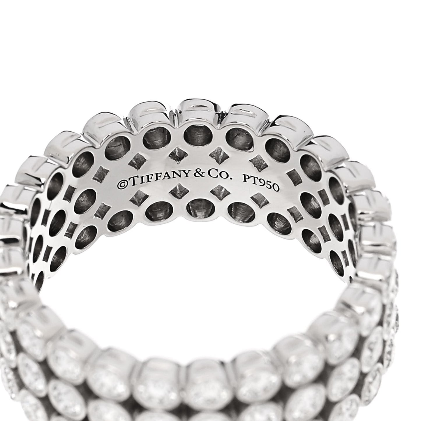 Platinum Diamond Jazz Three-Row Band Ring 49 4.75