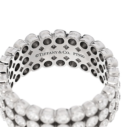 Tiffany Platinum Diamond Jazz Three-Row Band Ring 49 4.75 4 of 5