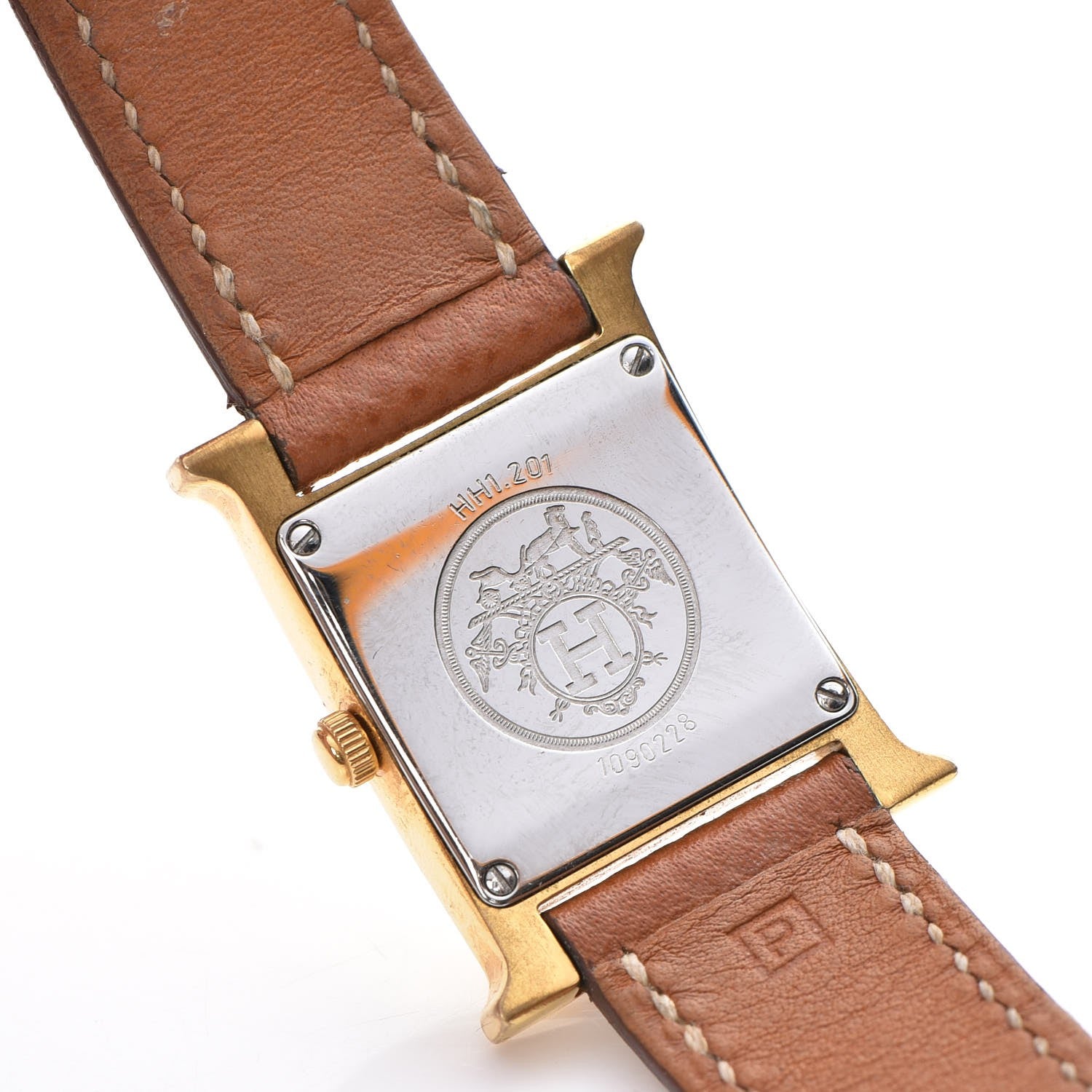 Hermes Stainless Steel Epsom 21mm Heure H Hour Quartz Watch Gold 5 of 13