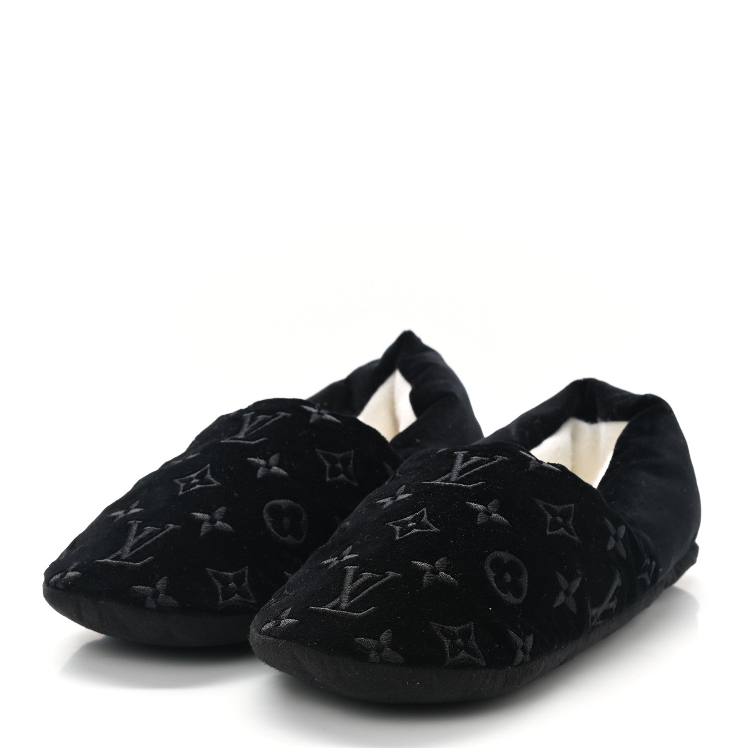 Louis Vuitton Velvet Embroidered Monogram Dreamy Slipper 37 Black 3 of 8