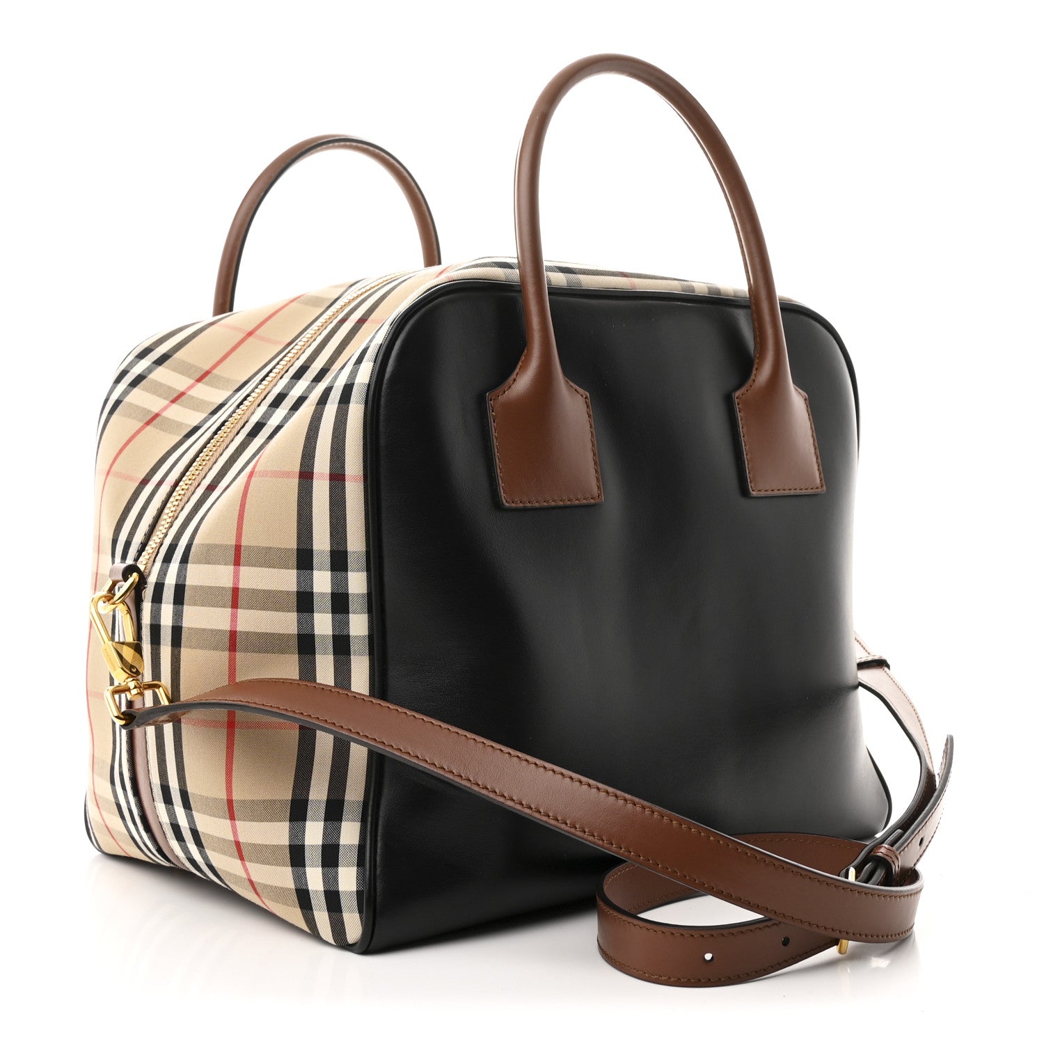 Burberry Smooth Calfskin House Check Medium Cube Bowling Bag Archive Beige 3 of 10