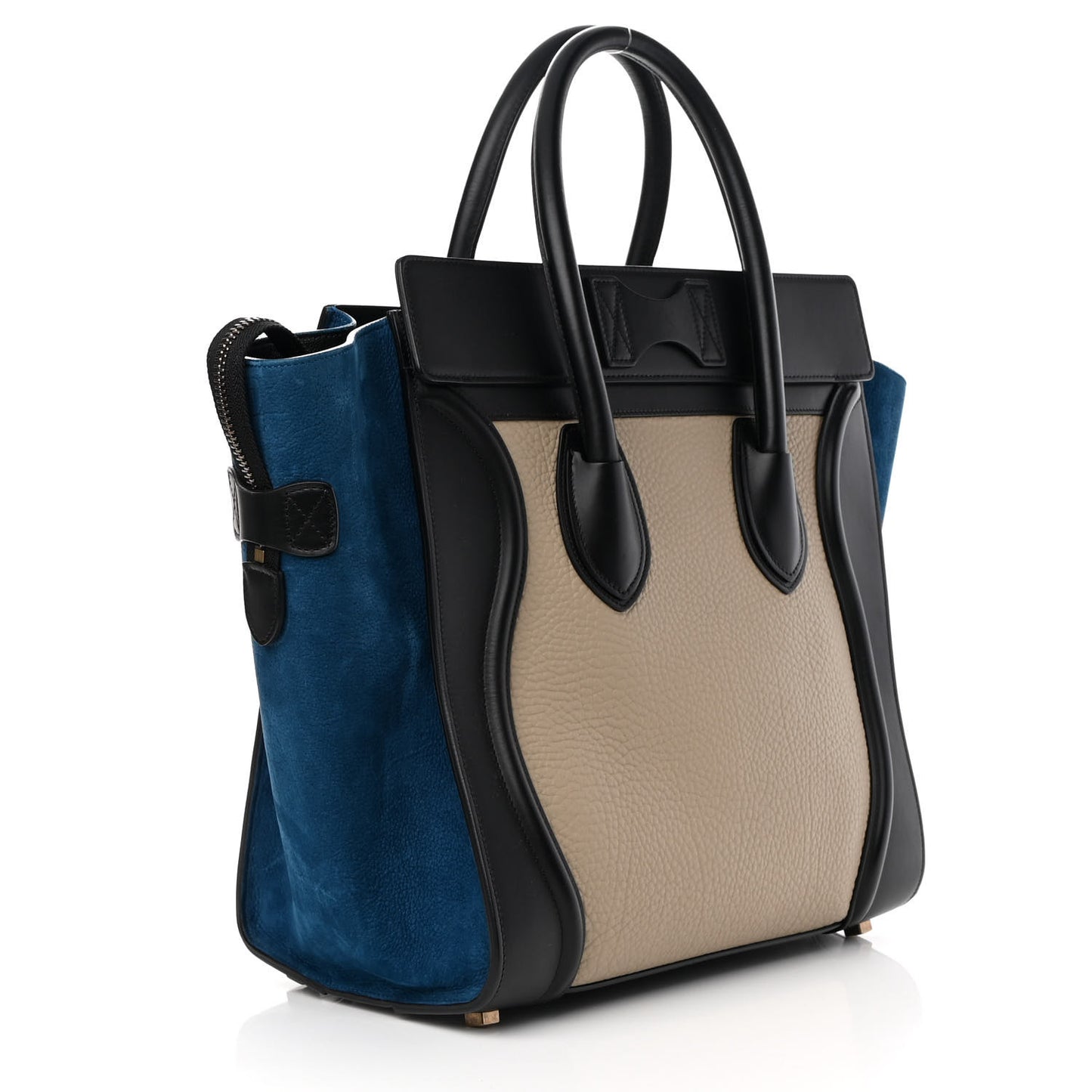 Bullhide Calfskin Suede Mini Tri-Color Luggage Beige