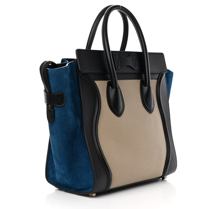 Celine Bullhide Calfskin Suede Mini Tri-Color Luggage Beige 3 of 9