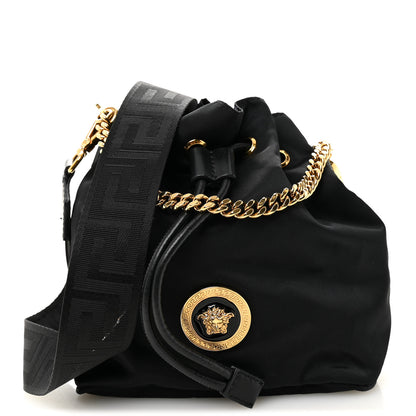 Versace Nylon Medusa Drawstring Bucket Bag Black 1 of 17