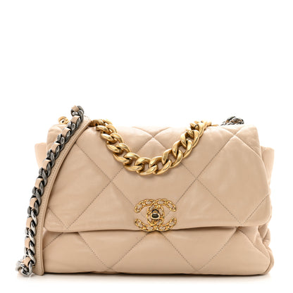 Chanel Lambskin Quilted Large Chanel 19 Flap Beige 1 of 11