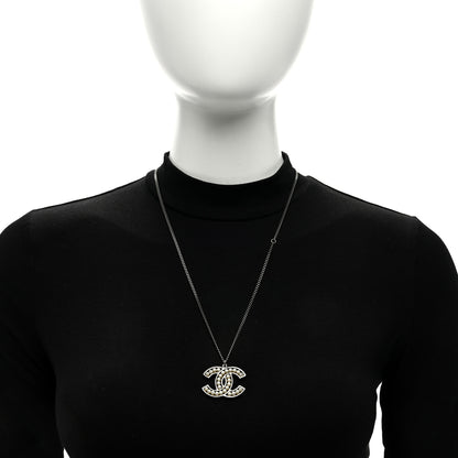 Chanel Ruthenium Pearl CC Pendant Necklace Silver 2 of 4