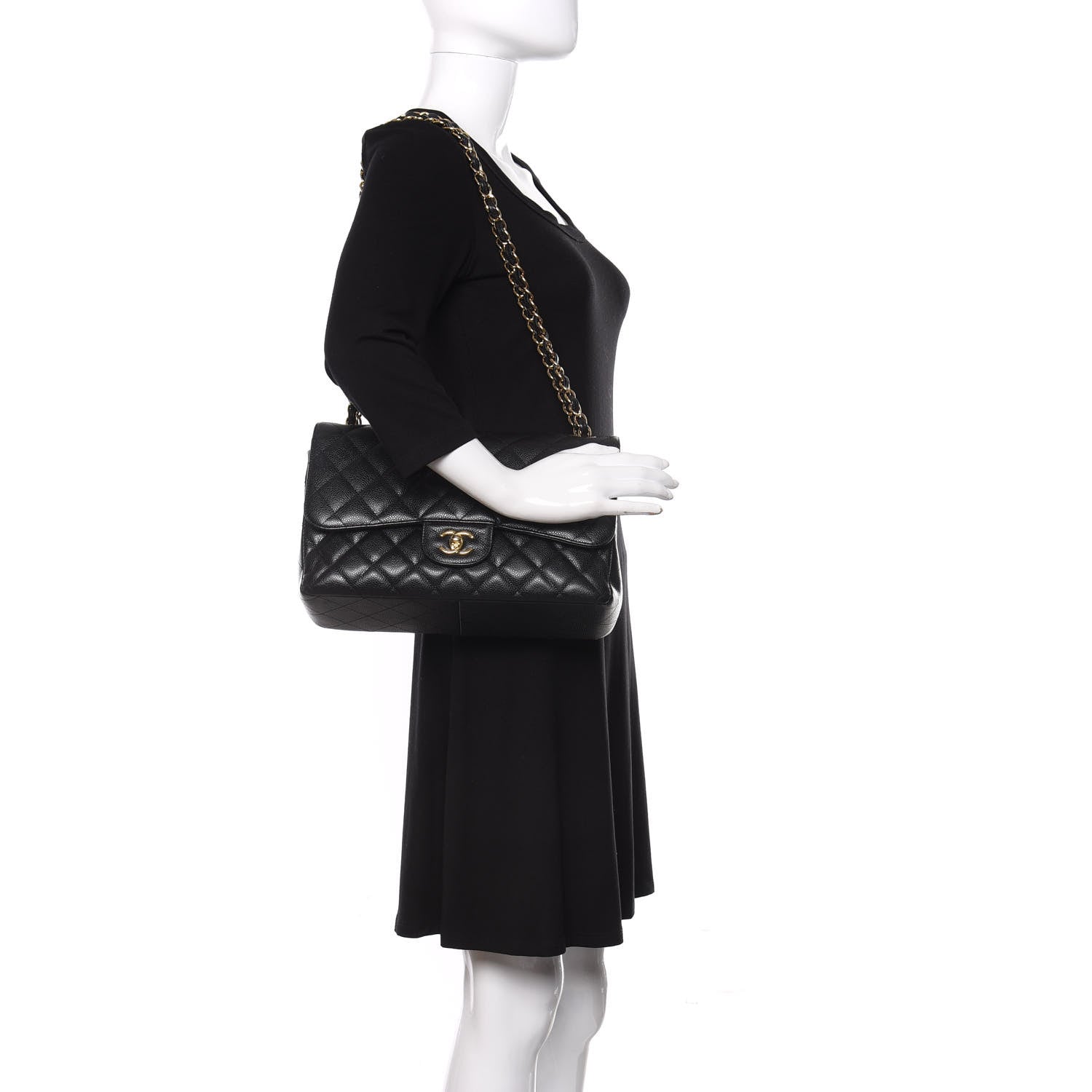 Chanel Caviar Quilted Jumbo Double Flap Black 2 of 10