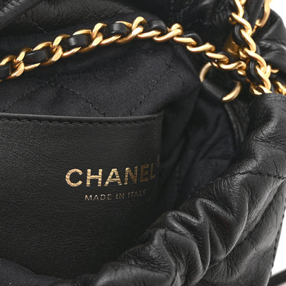 Chanel Shiny Crumpled Calfskin Quilted Pearl Mini Chanel 22 Black 6 of 10
