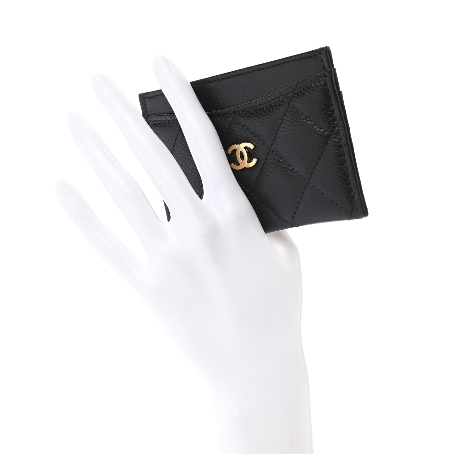 Caviar Quilted Card Holder Black