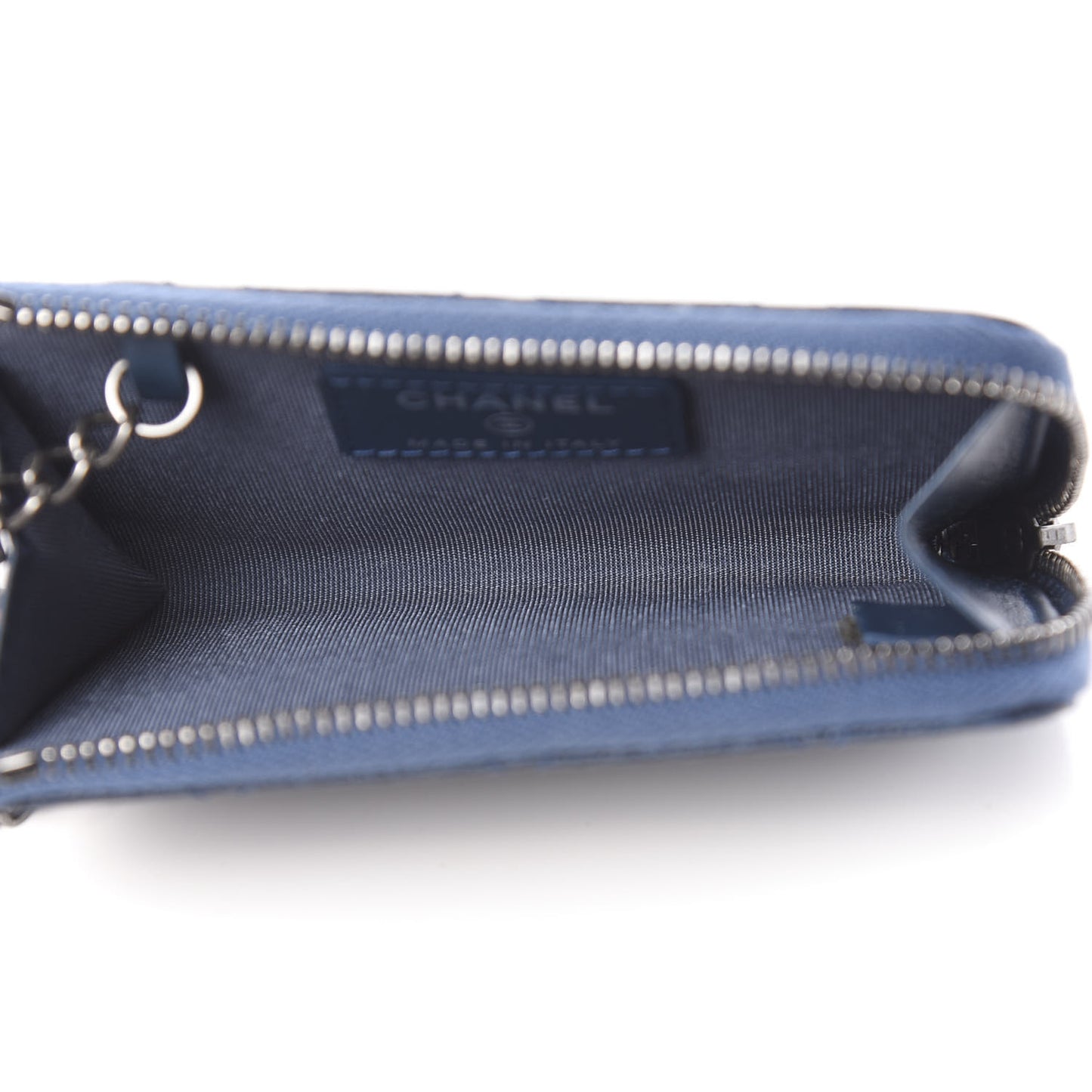 Caviar Quilted Key Holder Case Navy