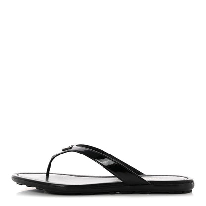 Prada Patent Calfskin Logo Thong Sandals 39 Black 1 of 10