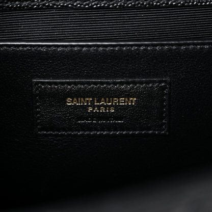 Saint Laurent Grain De Poudre Textured Mixed Matelasse Triquilt Medium Monogram Satchel Black 6 of 8