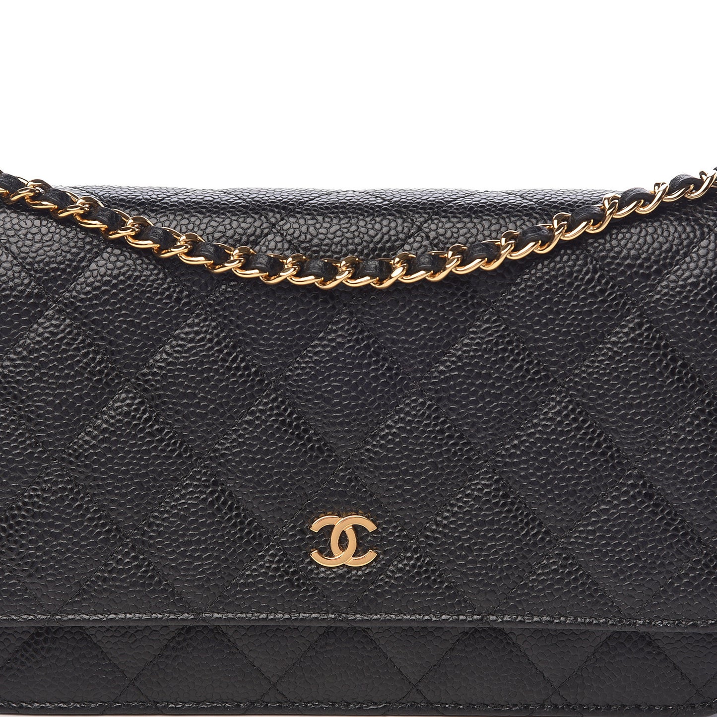 Caviar Quilted Wallet On Chain WOC Black